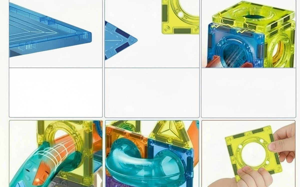 Magnetic Building Tiles with 3D Marble Run – 40-Piece  STEM Construction Set for Kids, Durable Educational Holiday Gift