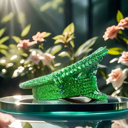 Green Sequin Pirate Hat with Clover – Unisex Steampunk Party Costume Accessory for St. Patrick’s Day, Carnival, Bar or Cruise Wear