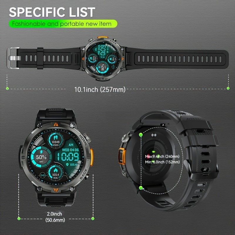 Sports Smart Watch For Men: LED Lighting, Answer/Make Calls, Outdoor Sports Watch, Fitness Tracker, Pedometer