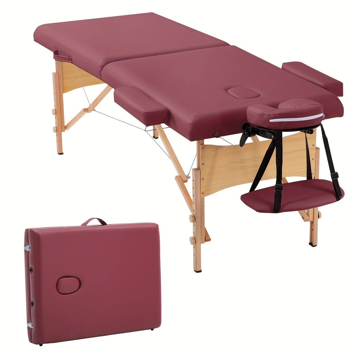 Portable Two Fold Massage Table – Adjustable Spa Bed with Face Cradle and Carry Bag for Home Therapyå