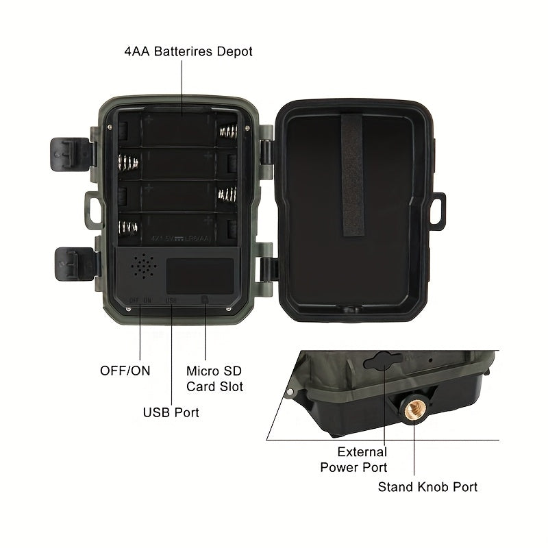 Trail Camera with Night Vision – 20MP Motion-Activated Wildlife Monitoring Camera with 0.8s Trigger and 1080P Video