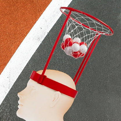 Head Hoop Basketball Party Game Set – 2 Adjustable Basket Net Headbands with 20 Balls for Family, Kids & Carnival Events