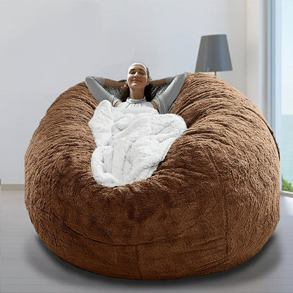 Soft Fluffy Plush Sofa Bean Bag Chair Cover – Faux Fur Slipcover for Cozy Seating, Living Room Decor, Gaming and Lounge Comfort (No Filling Included)