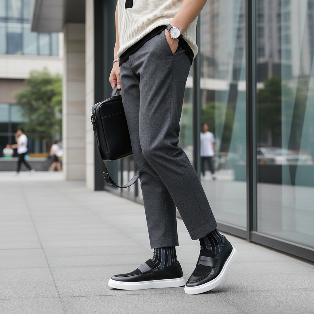 Men’s Casual Slip-On Sneakers – Low-Top Skate Shoes with PU Upper, Rubber Sole & Round Toe Design for Everyday Wear