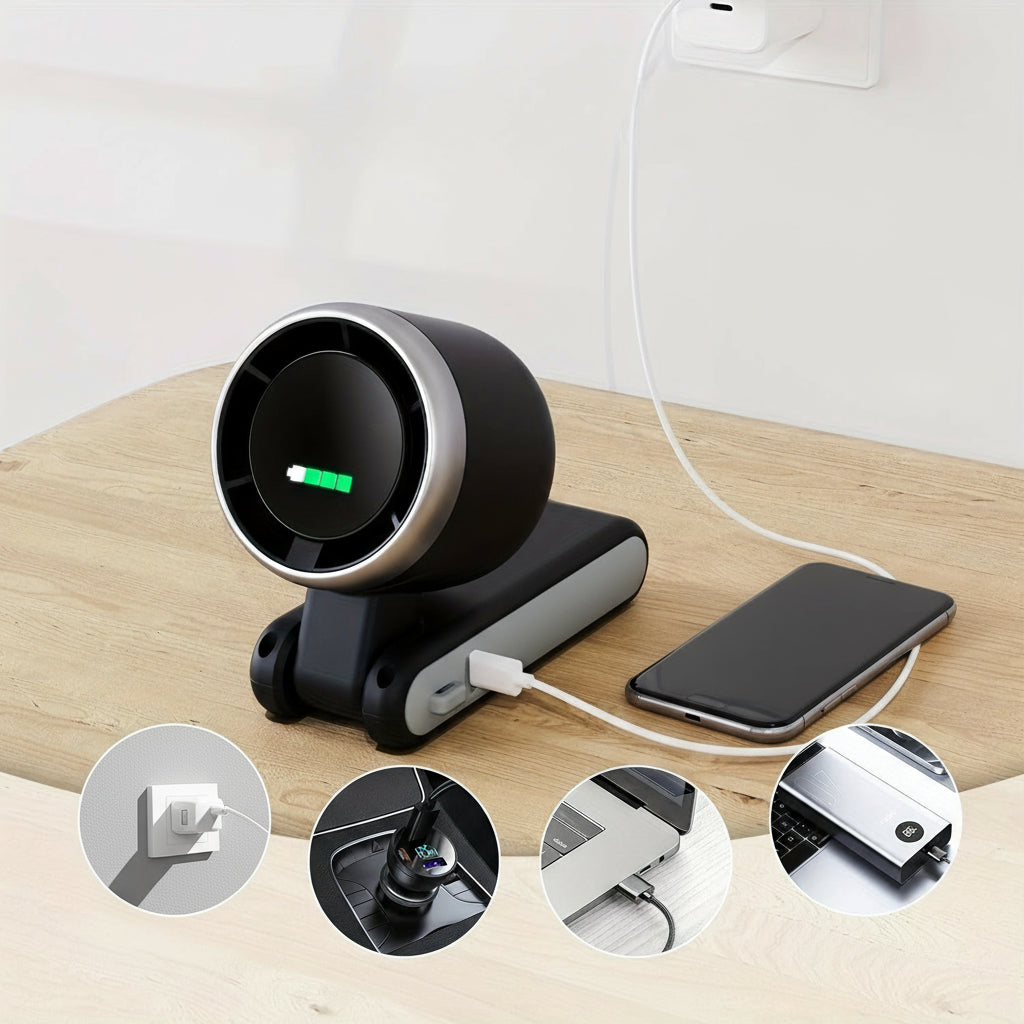 Portable Foldable Handheld Fan - USB Rechargeable, Ultra-Quiet 5-Speed Adjustable, 3600mAh Battery (10H Runtime) for Office Desk, Bedroom, Dorm, Outdoor Travel