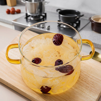 Borosilicate Glass Cooking Pot – 54oz Heat-Resistant Transparent Soup Pot for Stove & Oven, Easy Clean Kitchen Essential