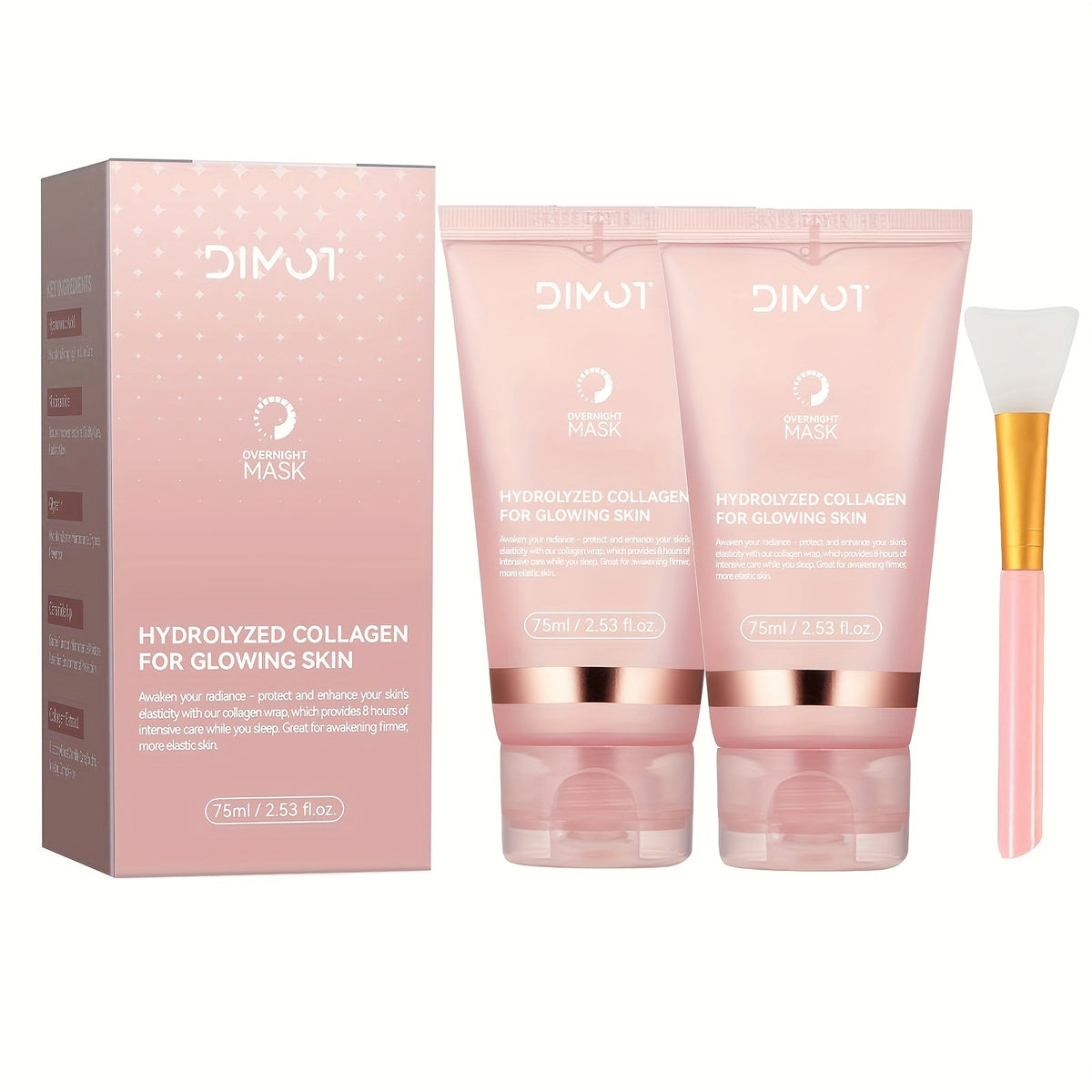 Collagen Night Mask – Alcohol-Free, Hydrating Plant Squalane Formula with Jelly Brush for Glowing Overnight Skin