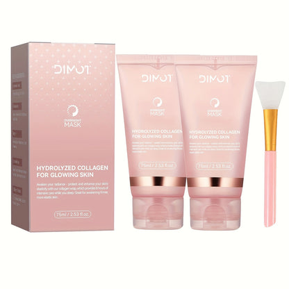Collagen Night Mask – Alcohol-Free, Hydrating Plant Squalane Formula with Jelly Brush for Glowing Overnight Skin