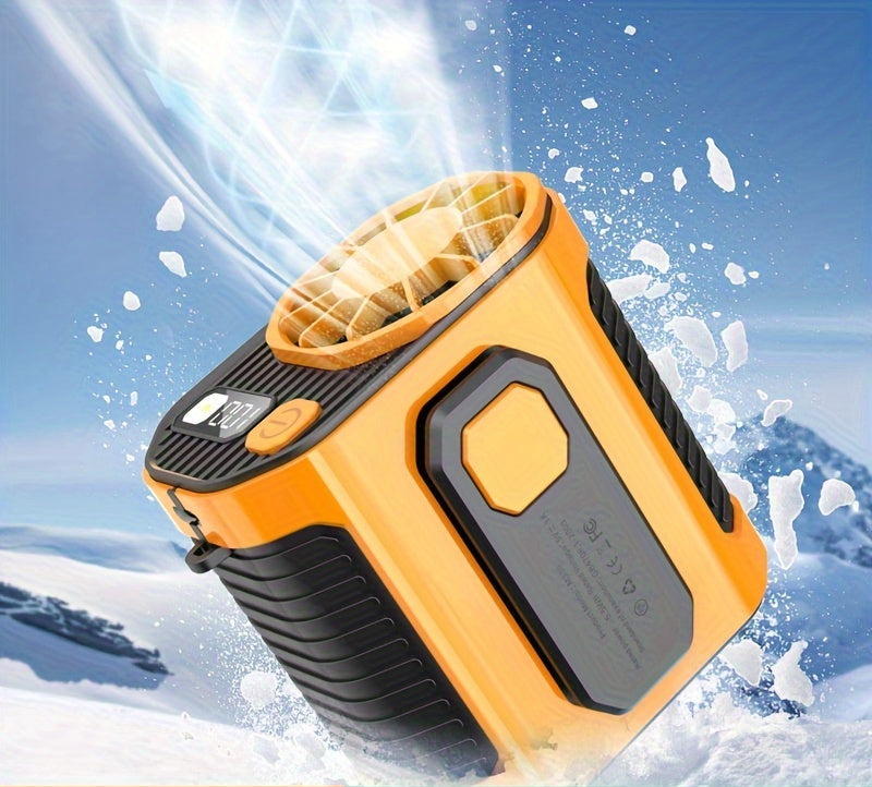 Rechargeable Portable Waist Fan – 3-in-1 Neck Fan with LED Flashlight and High-Capacity Power Bank