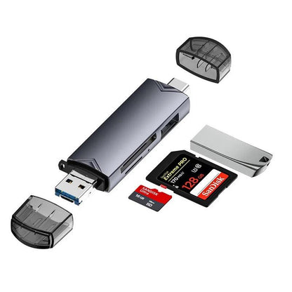 6 In 1 Multifunctional USB 3.0 Card Reader - U Disk Type C/Micro USB /TF/Sd Flash Drive Memory Card Reading Adapter Phone Accessories