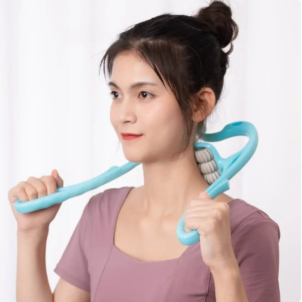 Pressure Point Neck Massager - 6 Wheel Handheld Manual Roller Massager