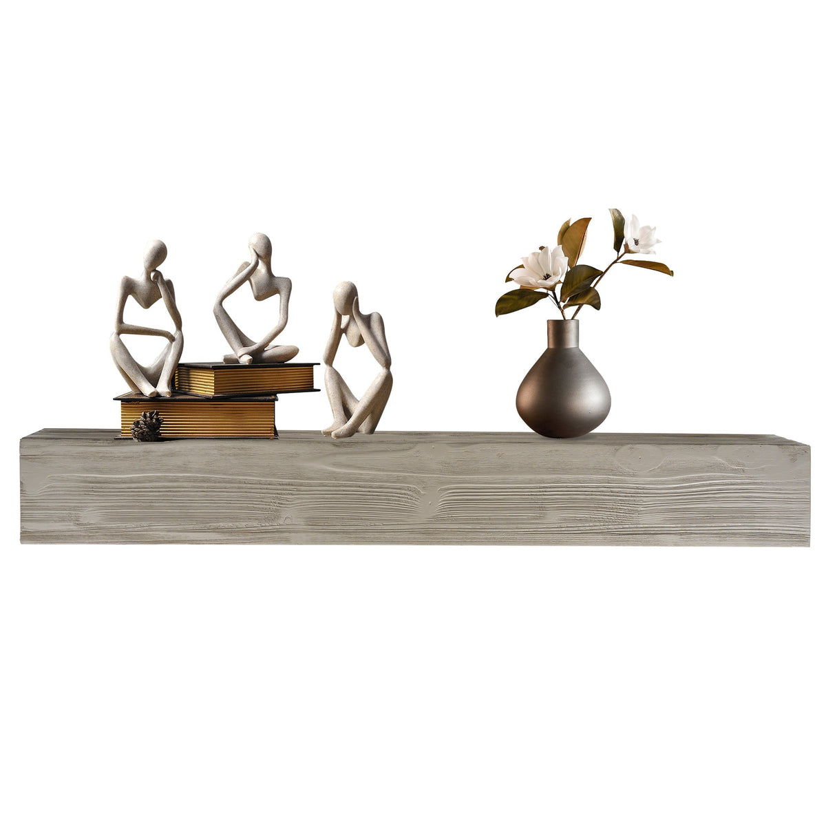 Rustic Wood Fireplace Mantel - Wall-Mounted & Floating Shelf for Home Decor