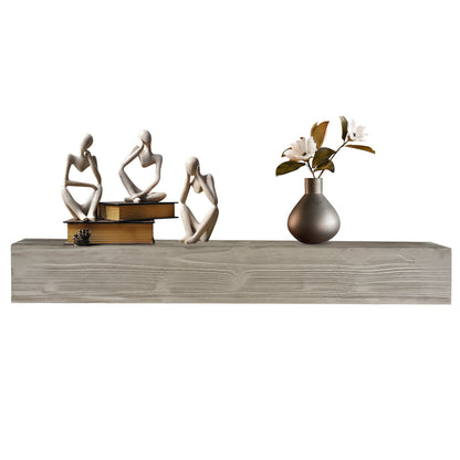 Rustic Wood Fireplace Mantel - Wall-Mounted & Floating Shelf for Home Decor