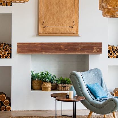 Rustic Wood Fireplace Mantel - Wall-Mounted & Floating Shelf for Home Decor
