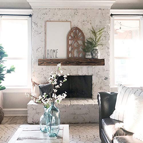 Rustic Wood Fireplace Mantel - Wall-Mounted & Floating Shelf for Home Decor