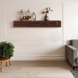 Rustic Wood Fireplace Mantel - Wall-Mounted & Floating Shelf for Home Decor