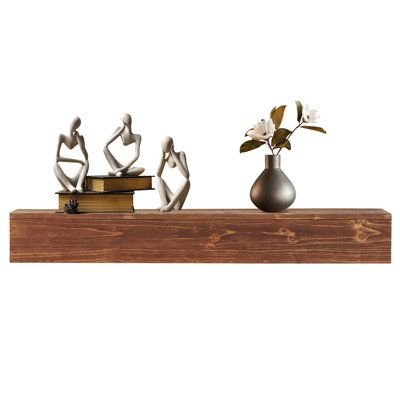 Rustic Wood Fireplace Mantel - Wall-Mounted & Floating Shelf for Home Decor