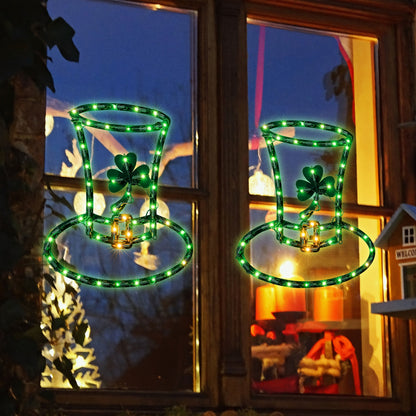 Lighted Irish Shamrock Window Decoration – 15" Radiant Green Silhouette Adds Festive Glow to St. Patrick’s Day Celebrations