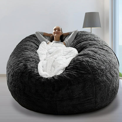 Soft Fluffy Plush Sofa Bean Bag Chair Cover – Faux Fur Slipcover for Cozy Seating, Living Room Decor, Gaming and Lounge Comfort (No Filling Included)