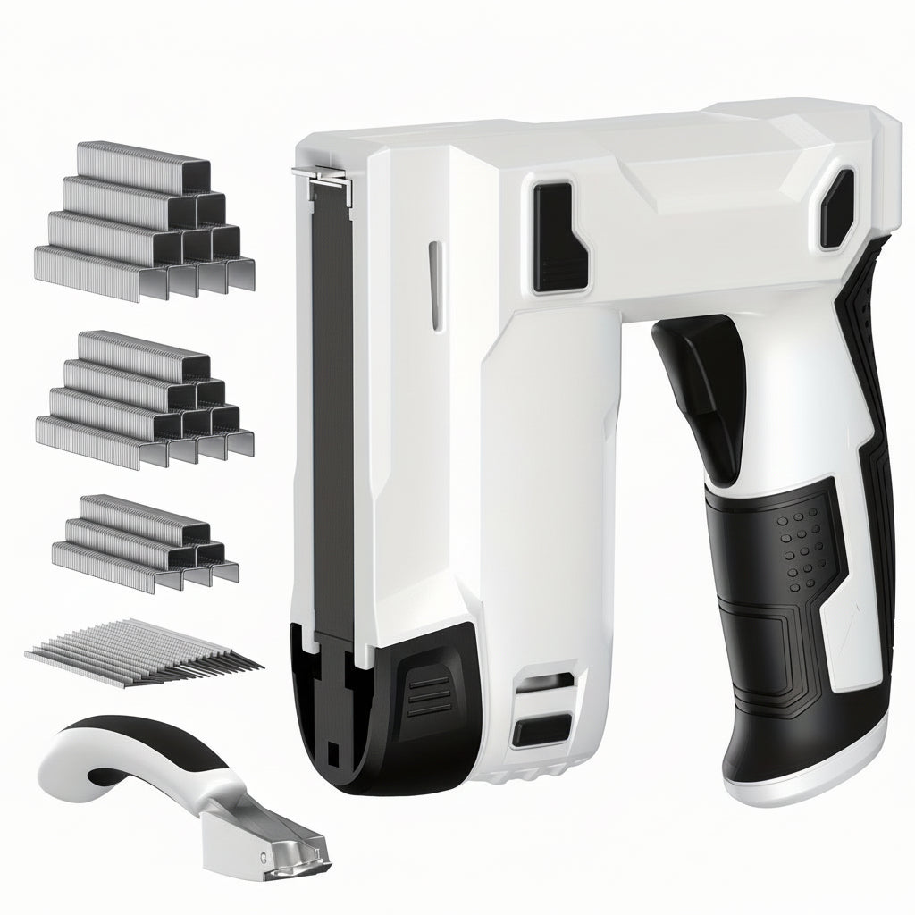 Lightweight Electric Cordless 2-in-1 Nail Gun – 20V Electric Nailer with LED Light, Adjustable Depth, Safety Guard, Battery, Charger & 1600 Nails Included