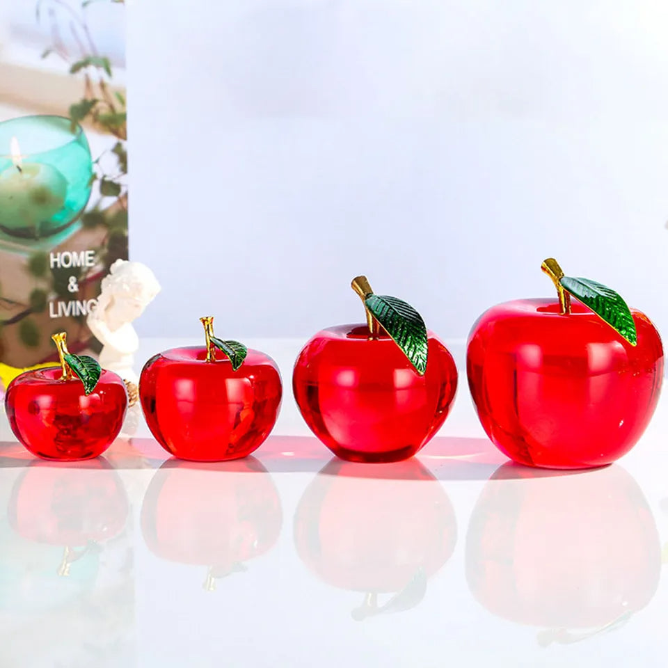 Crystal Red Apple Ornaments – Elegant Glazed Figurines for Home Décor, Weddings & Cherished Gifts