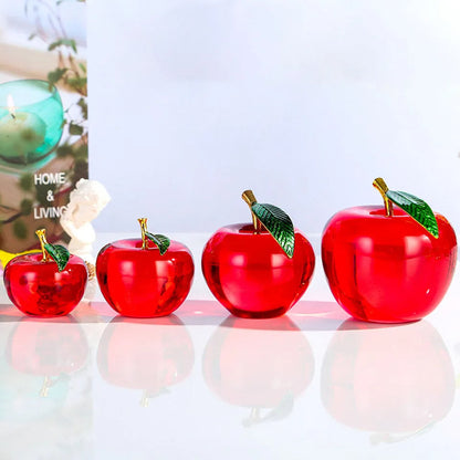 Crystal Red Apple Ornaments – Elegant Glazed Figurines for Home Décor, Weddings & Cherished Gifts