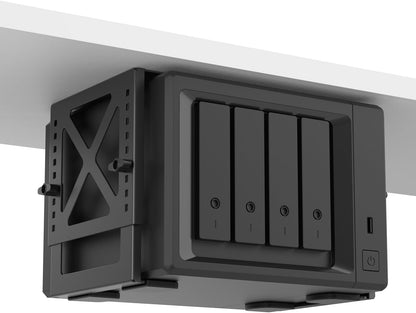Adjustable Under-Desk PC / NAS Mount – Heavy-Duty Bracket Holder for CPU Towers, UPS Units & Small Form Computers, Space-Saving Office Setup