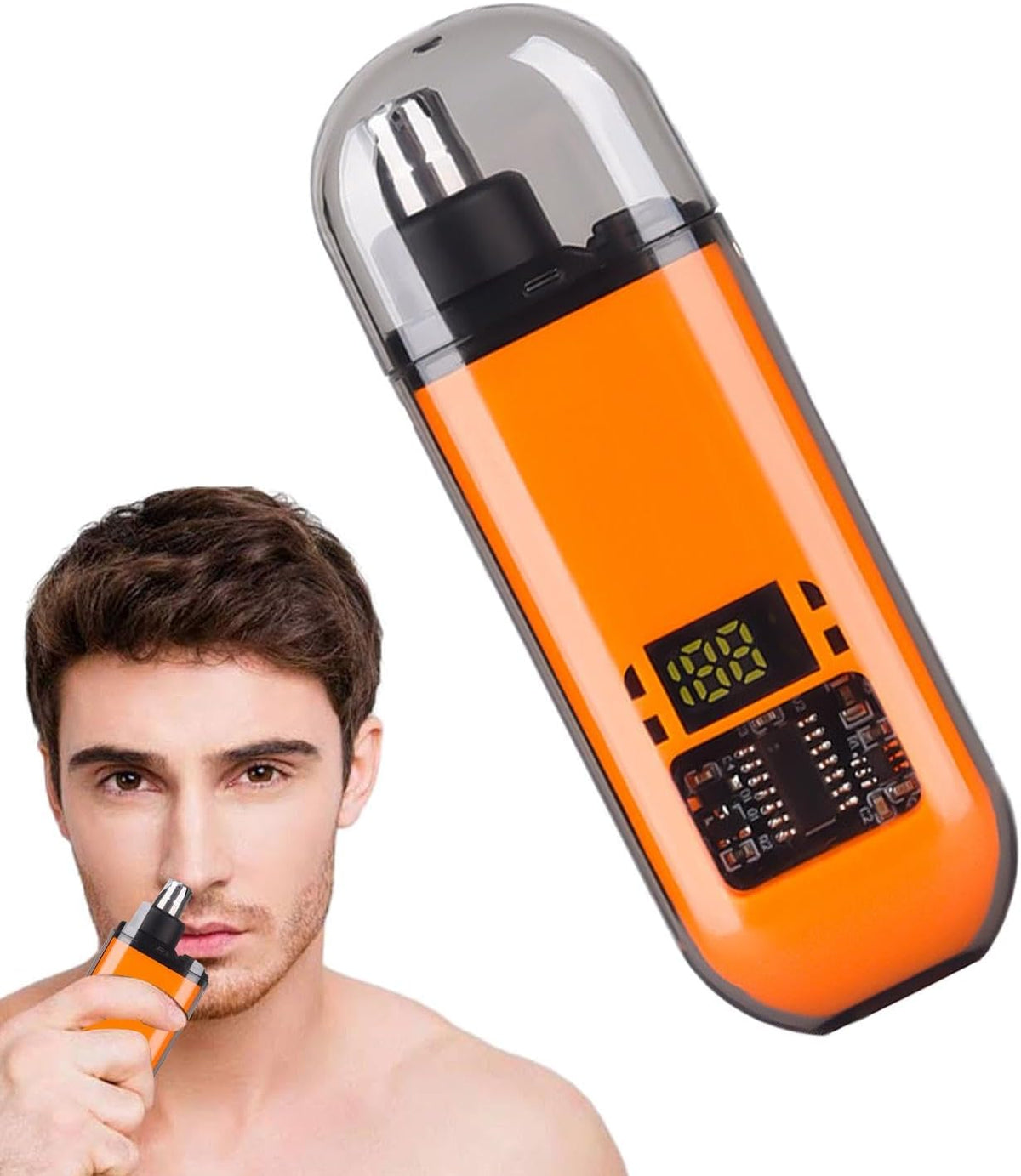Stainless Steel Nose & Eyebrow Trimmer – 2-in-1  Portable Painless Grooming Tool for Men’s Facial Hair Care