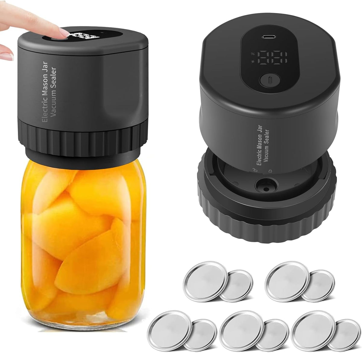 Cordless Mason Jar Vacuum Sealer Kit – Airtight Fermentation Preserver for Wide Mouth Jars, Electric Freshness Lock for Pantry Perfection