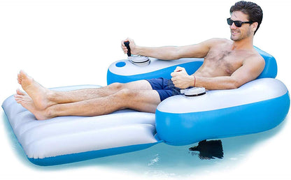 Motorized Pool Lounger - Inflatable Ride-On Water Float with Twin Electric Motors and Joystick Steering