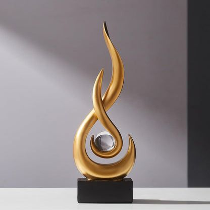 Modern Abstract Fire Resin Statue - Artistic Desk Ornament for Stylish Home Interiors, Study, or Office Decorative Placement