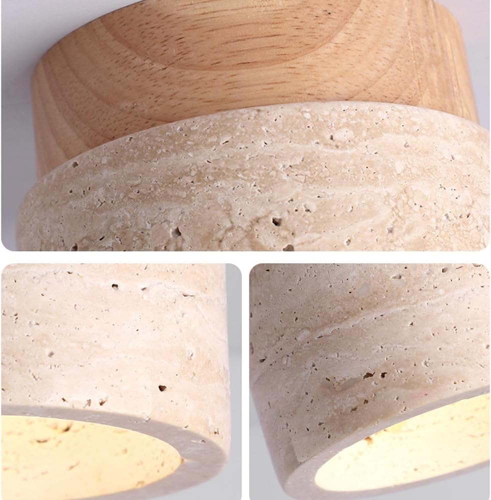 Yellow Marble Ceiling Light – Elegant Travertine Lamp for Corridor, Balcony, Restaurant, Hotel, or Entranceway Décor Accent