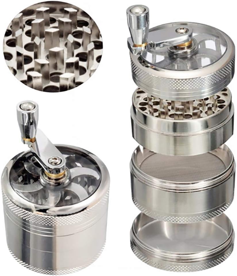 Nut and Hard Spice 4-Layer Herb Grinder – 40mm Handle-Type Spice Mill with Durable Design for Smokers and Holiday Gift Enthusiasts