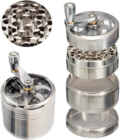 Nut and Hard Spice 4-Layer Herb Grinder – 40mm Handle-Type Spice Mill with Durable Design for Smokers and Holiday Gift Enthusiasts