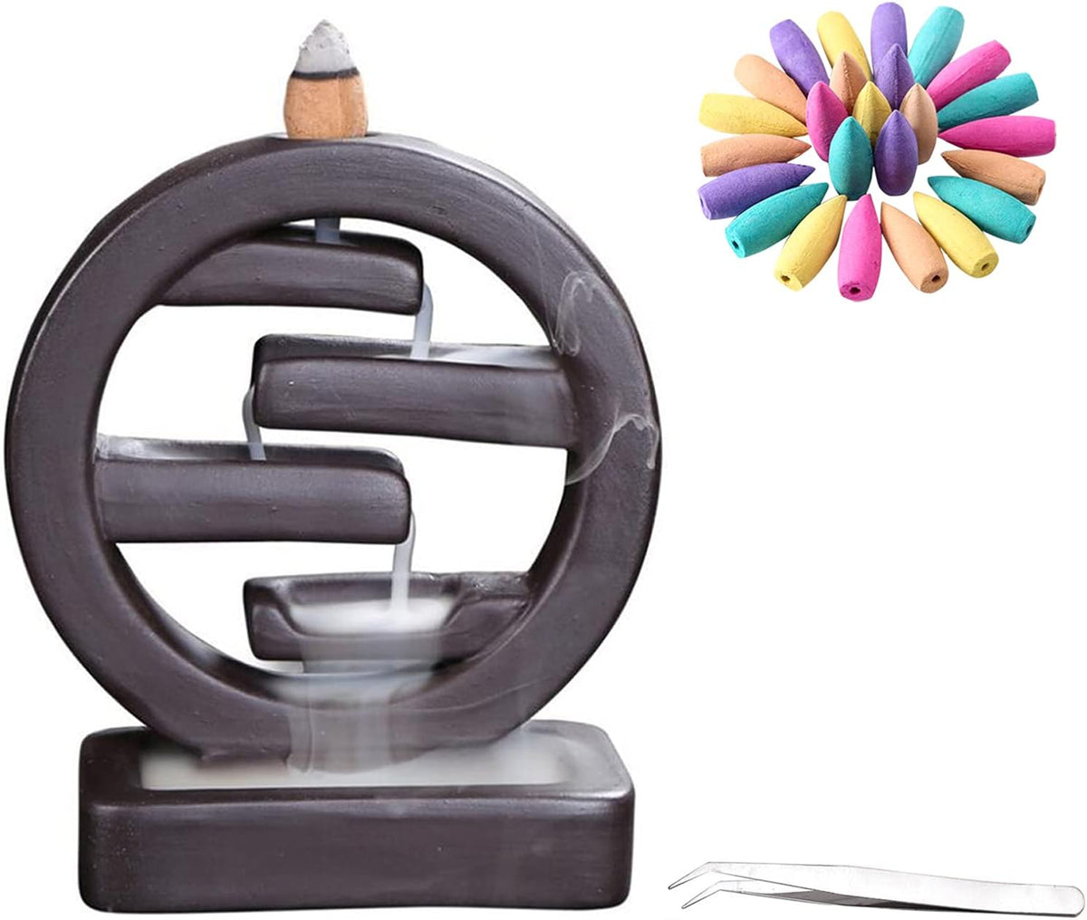 Feng Shui Zisha Backflow Incense Burner – Ceramic Aromatherapy Holder for Relaxation, Meditation, and Peaceful Home Ambience