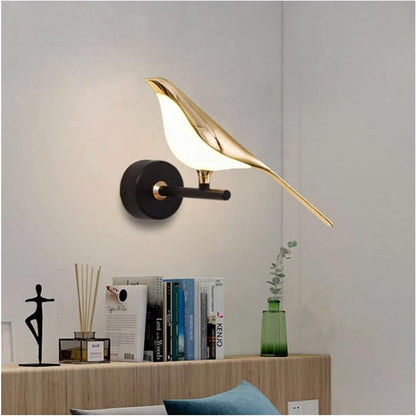 Nordic Golden Bird LED Wall Lamp – Creative Sconce for Parlor, Bedroom or Bar with Stylish Novelty Design and Soft Ambient Lighting