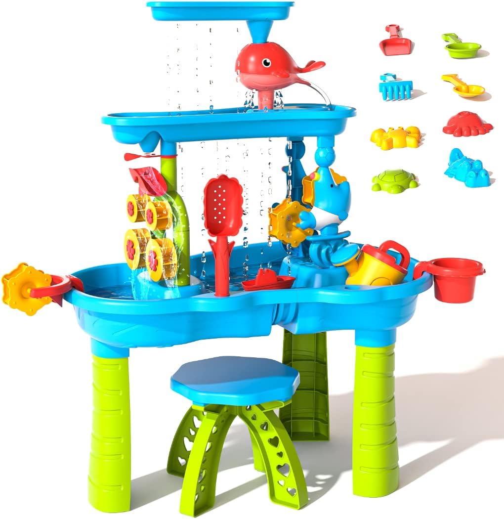 Children’s Sand & Water Play Table – Outdoor Beach Toy Set for Kids Ages 3–5, Creative DIY Fun for Boys & Girls
