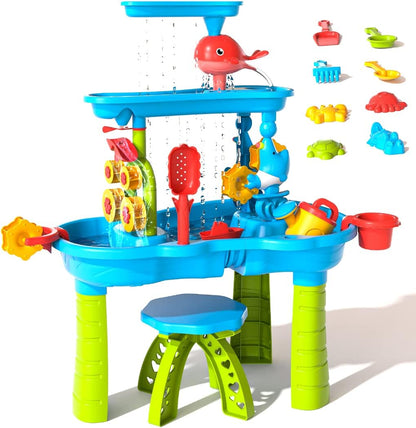 Children’s Sand & Water Play Table – Outdoor Beach Toy Set for Kids Ages 3–5, Creative DIY Fun for Boys & Girls