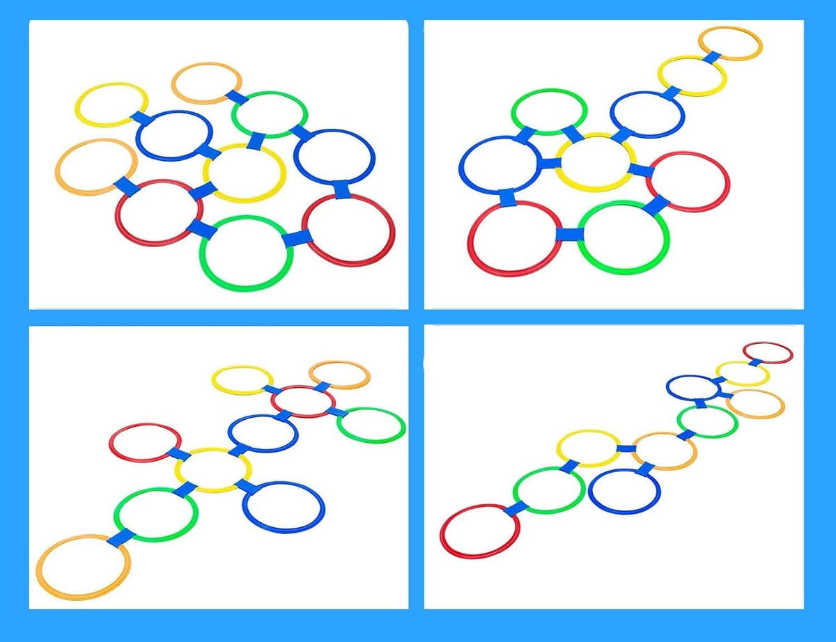 Lattice Jump Ring Game Set for Kids – 10 Hoops with Connectors for Outdoor Park Activities, Physical Training, and Fun Exercise Play