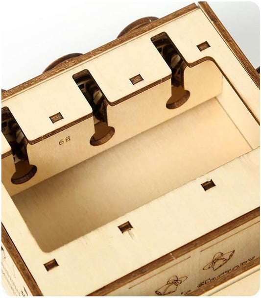 Wooden Treasure Box Puzzle – 3D DIY Brain Teaser Storage Model Kit for Adults and Holiday Gifts