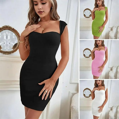 Women's Summer Sleeveless Suspender Dress – Elegant Solid Short Partywear for Banquets, Evening Glam, and Sophisticated Commuting Looks
