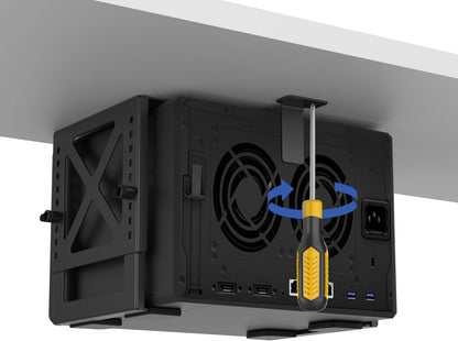 Adjustable Under-Desk PC / NAS Mount – Heavy-Duty Bracket Holder for CPU Towers, UPS Units & Small Form Computers, Space-Saving Office Setup