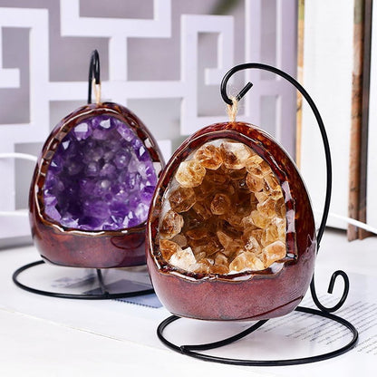 Amethyst Crystal Dinosaur Egg Night Light – Novelty USB Desk Lamp for Bedrooms and Living Rooms, Unique Decoration with Healing Glow for Cozy Relaxing Ambience