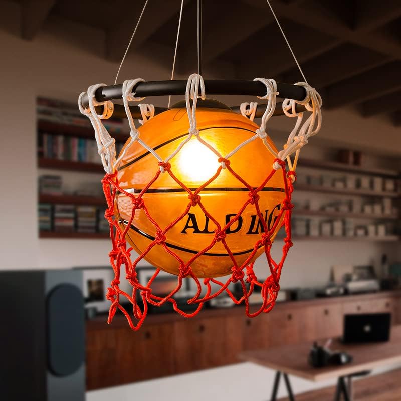 Art Deco Basketball Net Pendant Light – Matte Metal Chandelier Perfect for Game Room, Sports Bar, and Modern Home Lighting Décor