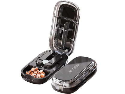 Compact Pill Cutter & Storage Box – Dustproof Tablet Organizer with Divider for Travel, Medicine & Daily Use