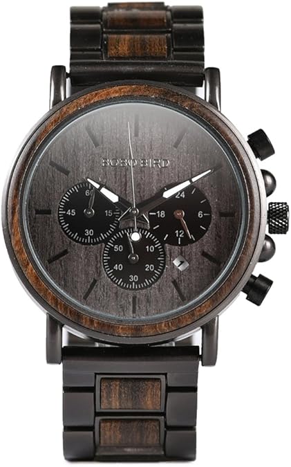 Wooden Men’s Watch Relogio Masculino – Stylish Chronograph Military Timepiece in Gift Box, Eco-Friendly Design for Everyday Elegance