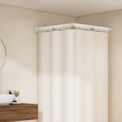 Drill-Free Foldable Shower Curtain Rod – Waterproof, Mildew-Proof Divider & Retractable Clothes Drying Rack for Bathroom & Balcony