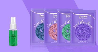 Sensitive Skin Wax Beads Hair Removal Kit – 6pcs Bikini Wax Beads with Silicone Pot for Smooth Body, Legs, and At-Home Waxing
