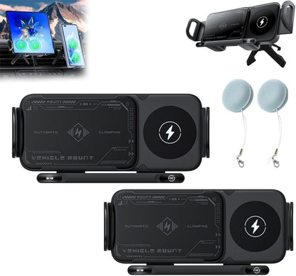 Wireless Car Charger & Rotating Phone Mount – 2-in-1  Fold Series & iPhone-Compatible Hands-Free Power for Every Drive