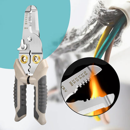 Multifunctional Wire Stripping Pliers – Stainless Steel Crimping, Cutting, and Shearing Tool for Electrical Work, Cables, and Household Wiring Projects